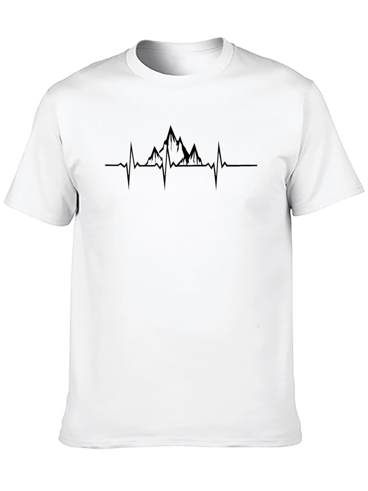 Mountain Heartbeat Graphic Tee - Black Crew Neck