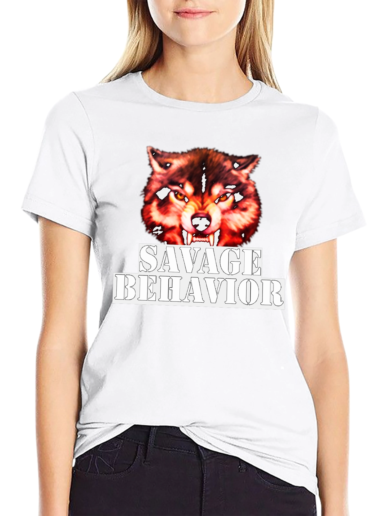 Savage Behavior Wolf Graphic Black T-Shirt
