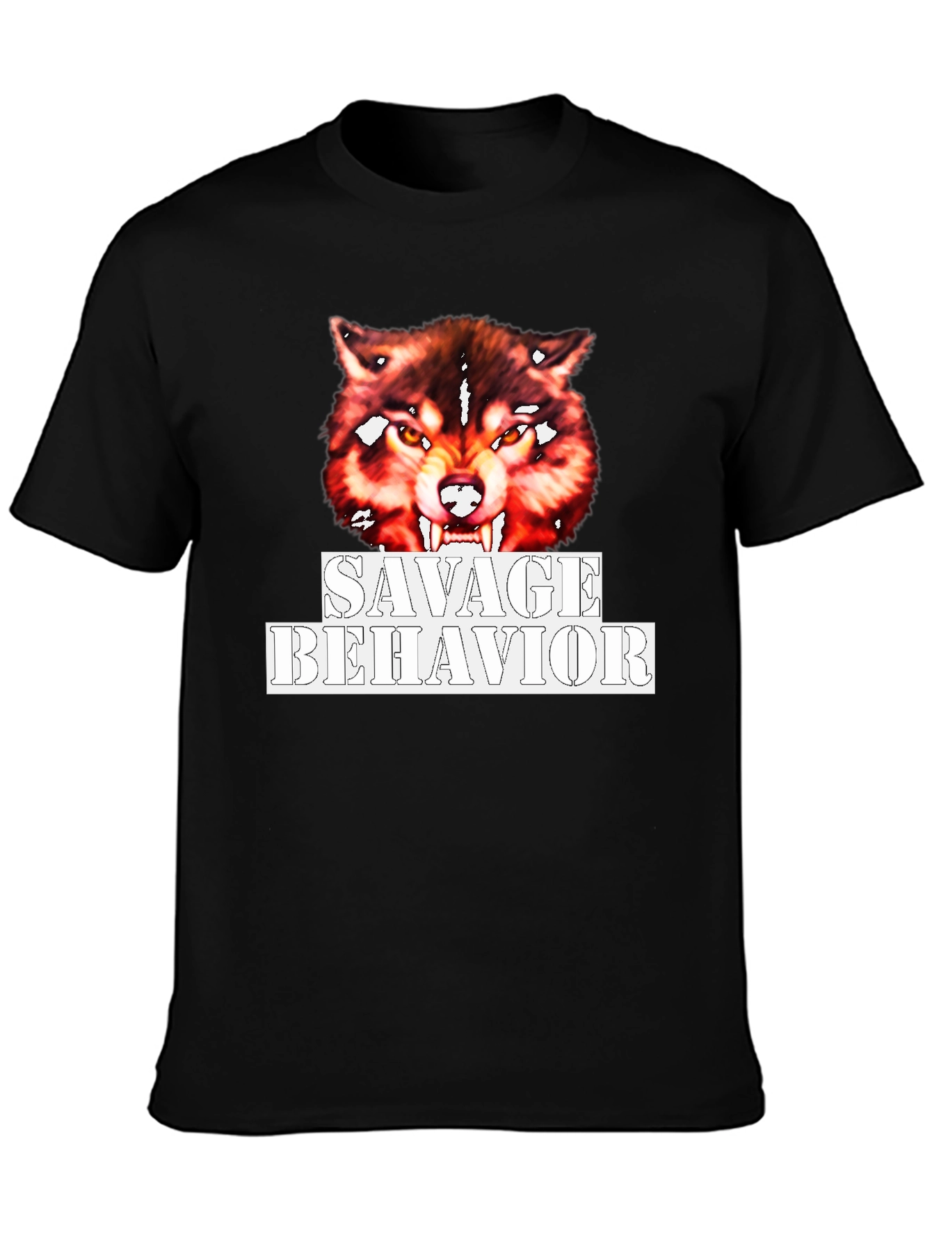 Savage Behavior Wolf Graphic Black T-Shirt