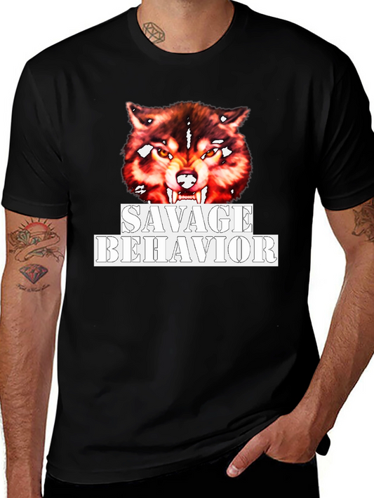 Savage Behavior Wolf Graphic Black T-Shirt