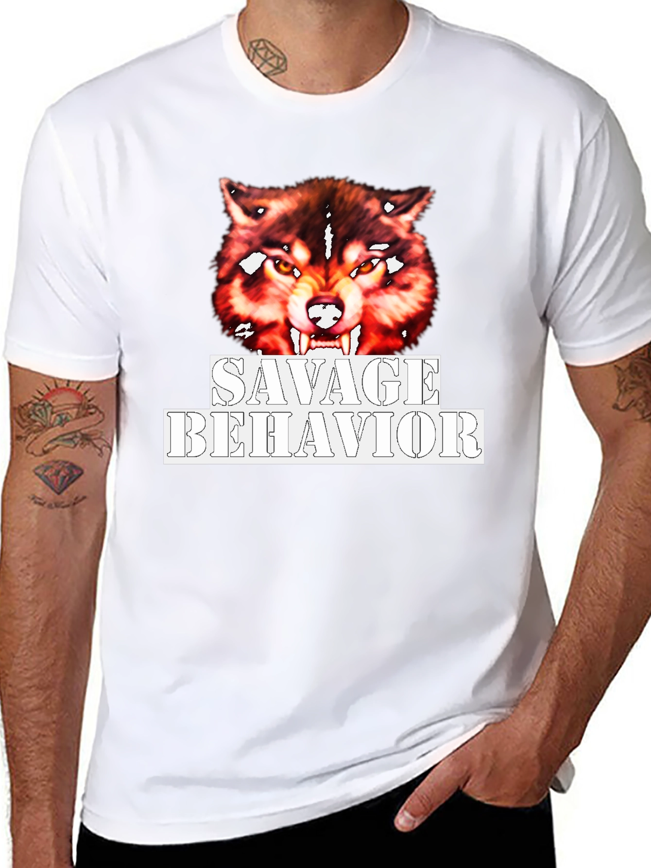 Savage Behavior Wolf Graphic Black T-Shirt