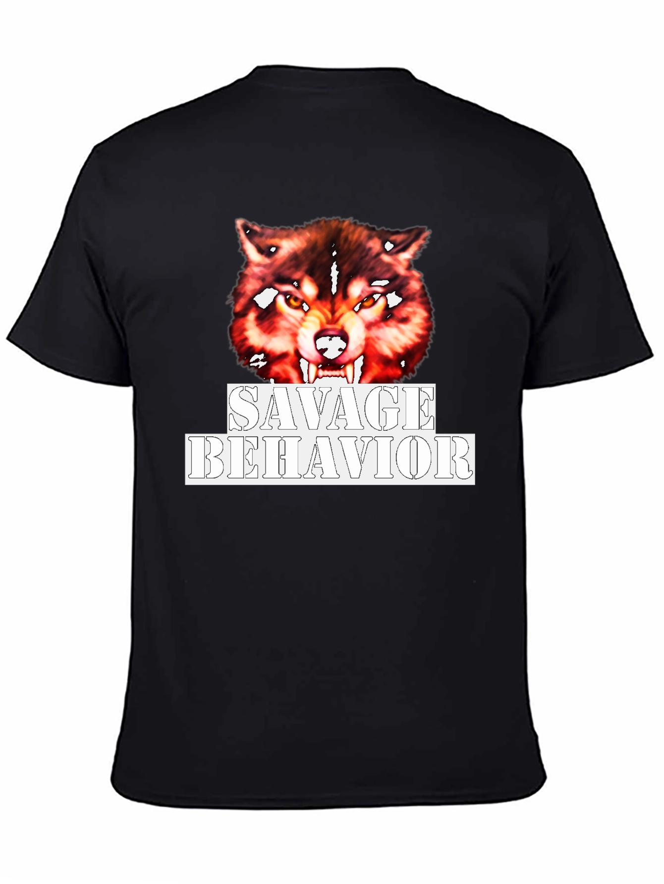 Savage Behavior Wolf Graphic Black T-Shirt