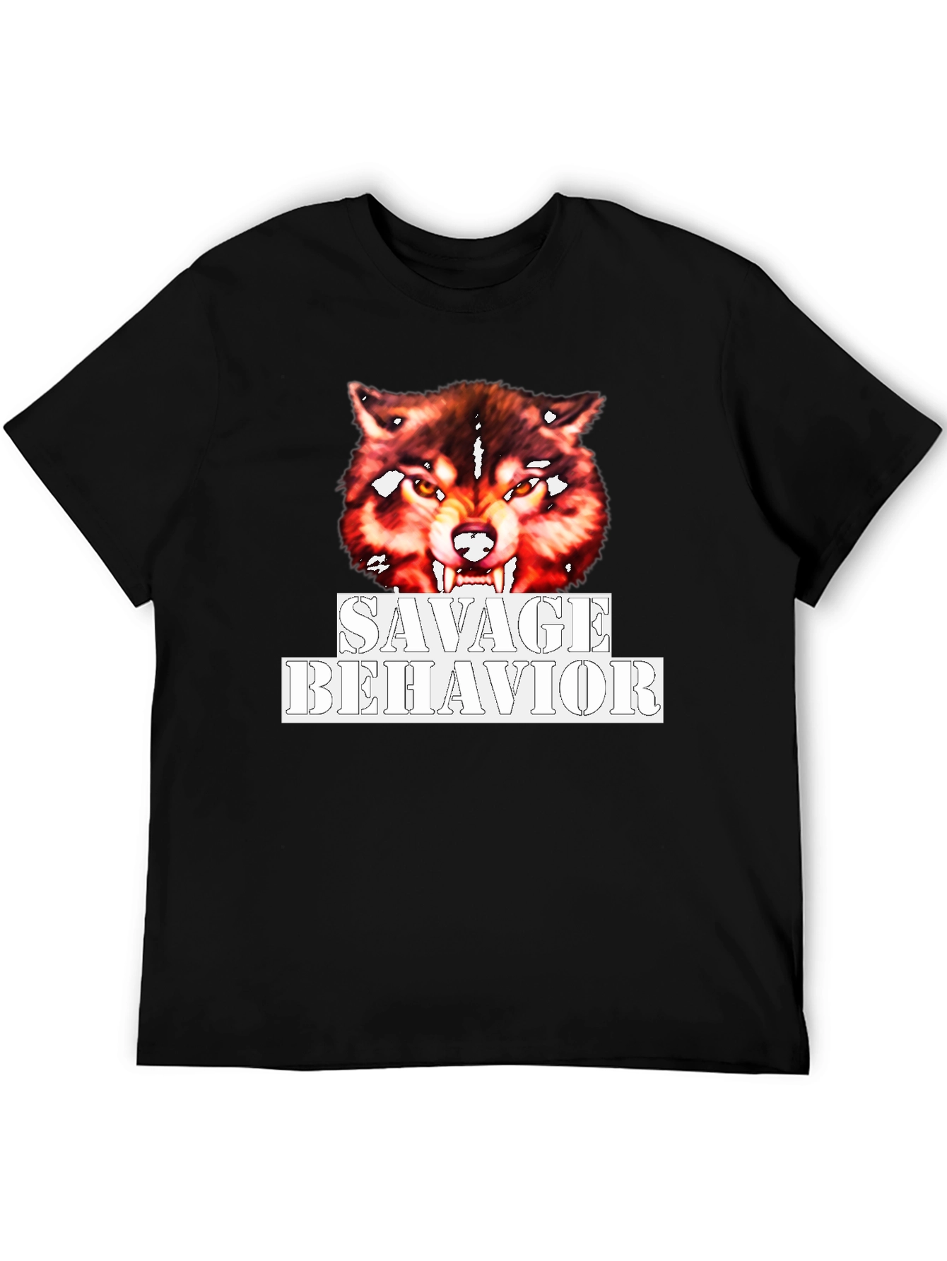Savage Behavior Wolf Graphic Black T-Shirt