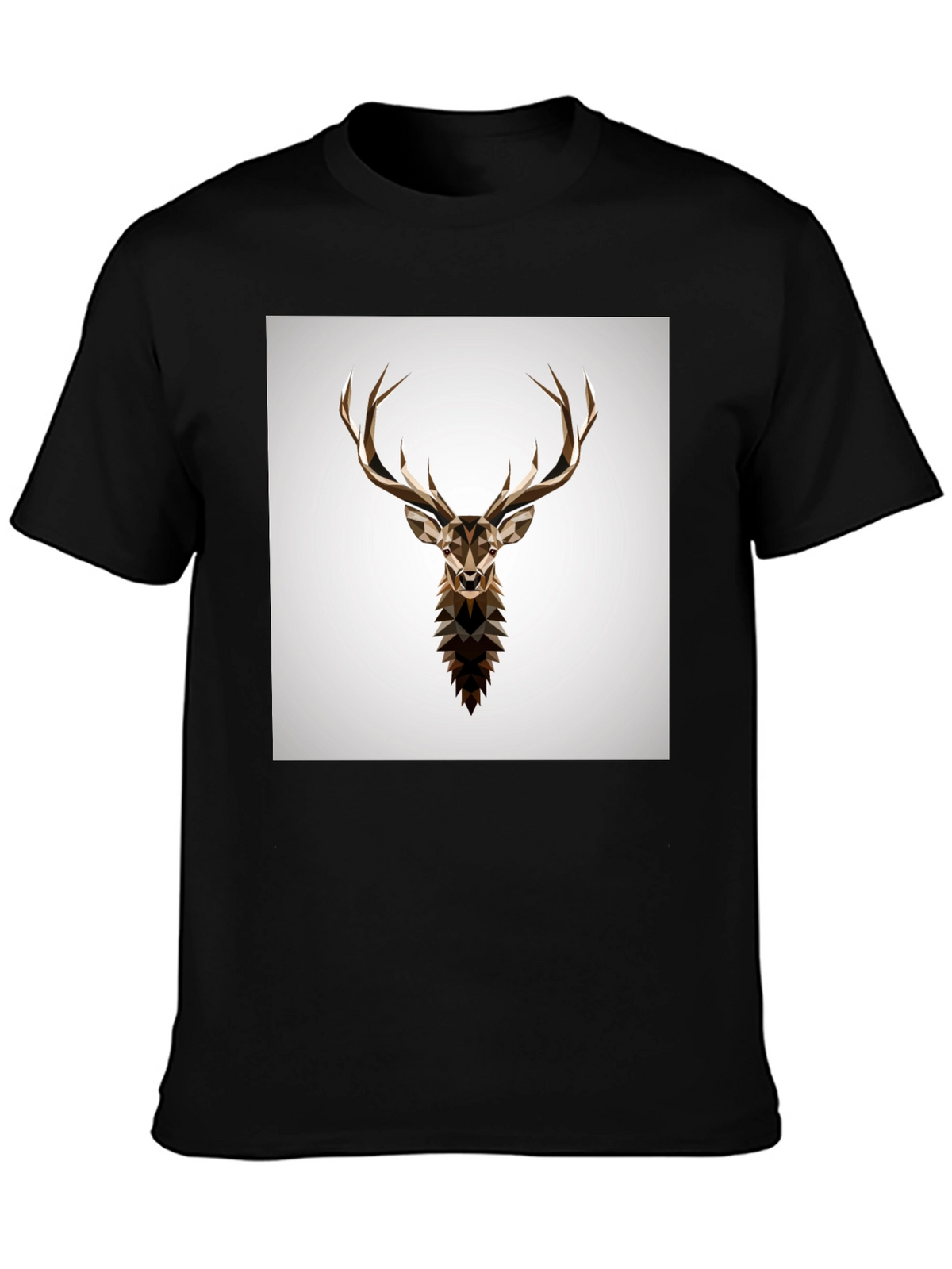 Geometric Deer Graphic Tee - Stylish Mens Black T-Shirt