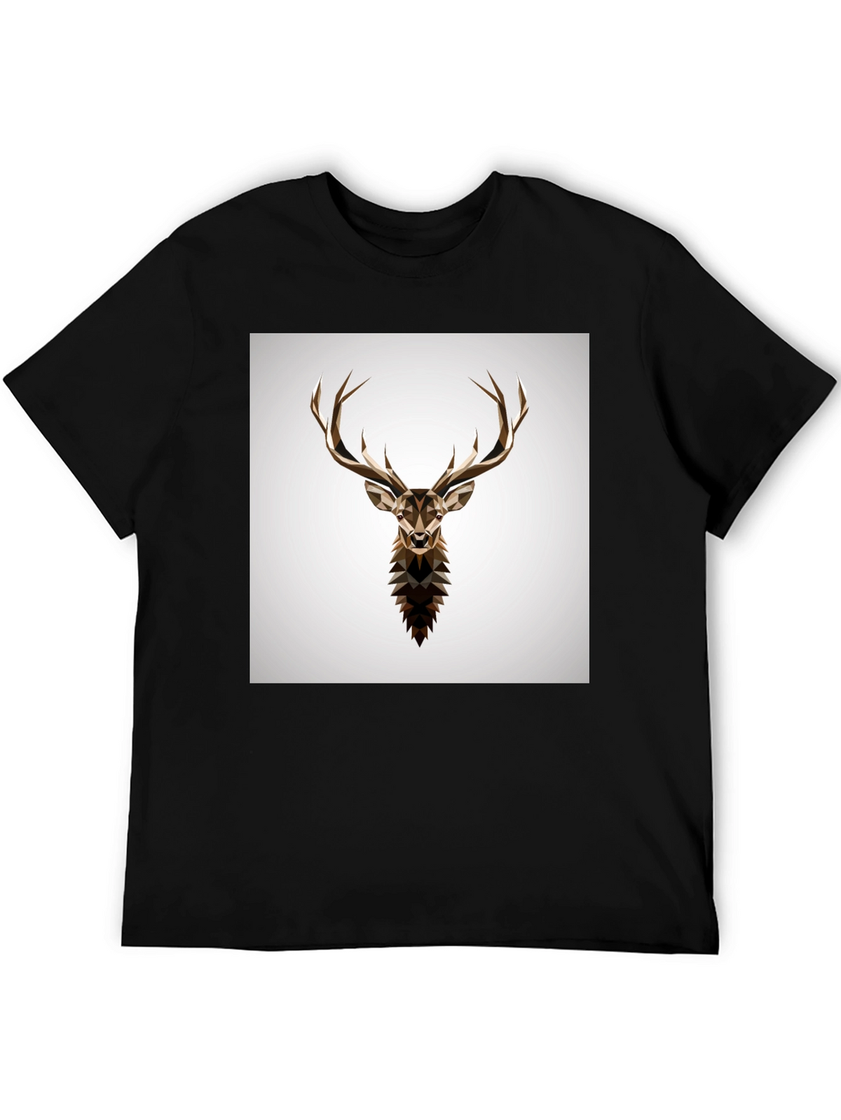 Geometric Deer Graphic Tee - Stylish Mens Black T-Shirt