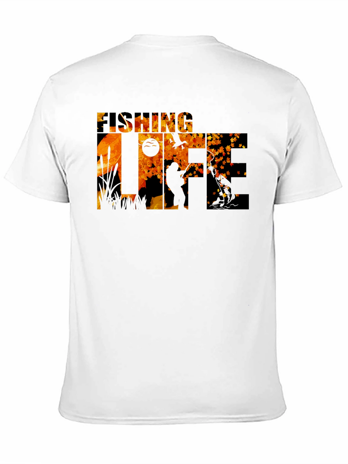 Fishing Life Graphic Tee - Black Crew Neck