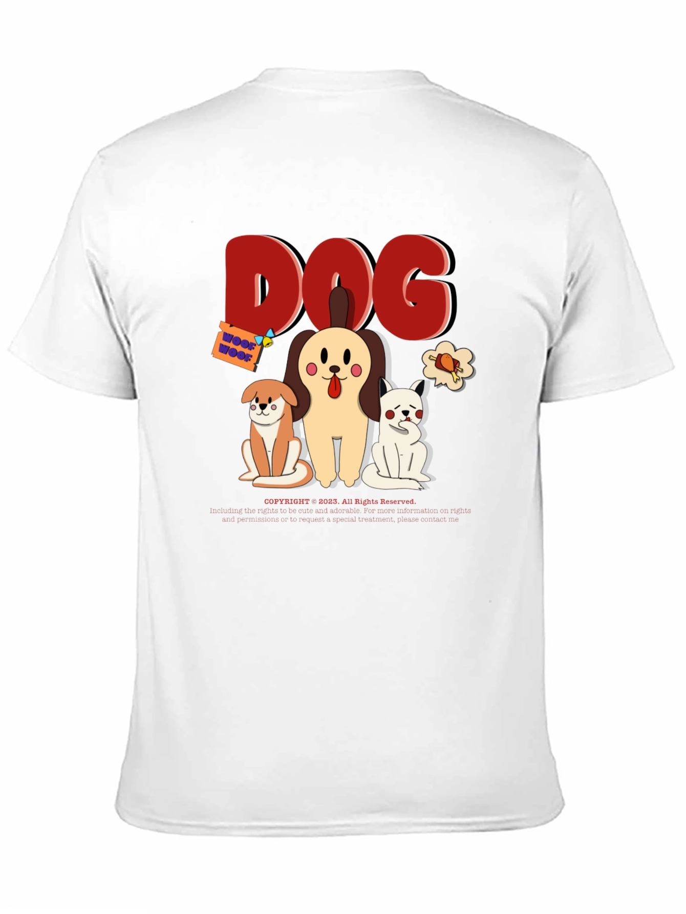 Cute Dog Cartoon Print Black T-Shirt