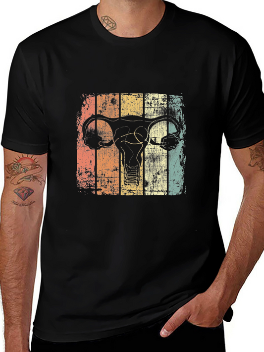 Vintage Uterus Graphic Tee - Black Cotton T-Shirt