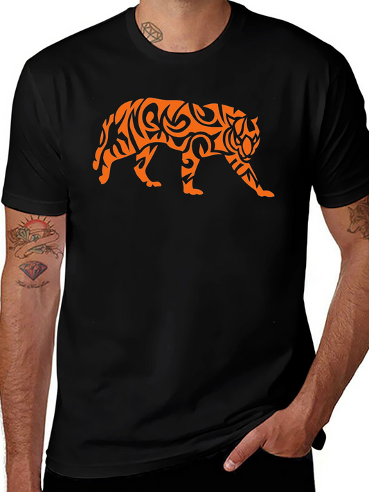 Tribal Tiger Graphic Black T-Shirt