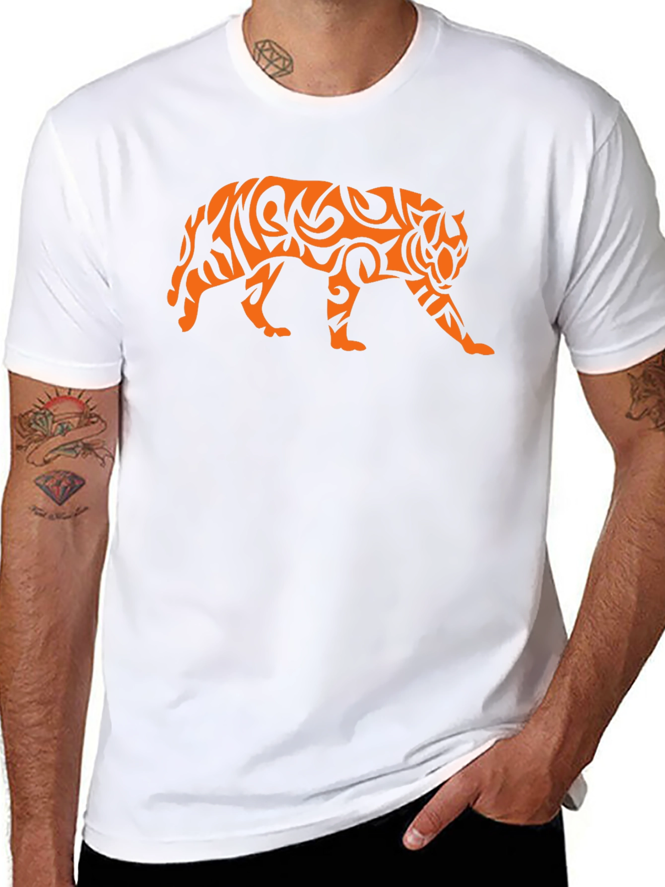 Tribal Tiger Graphic Black T-Shirt