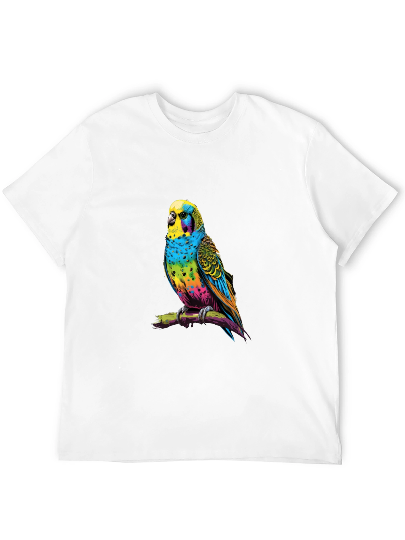 Rainbow Budgie T-Shirt - Vivid Bird Graphic Tee