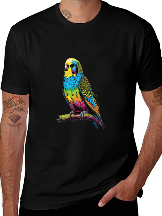 Rainbow Budgie T-Shirt - Vivid Bird Graphic Tee