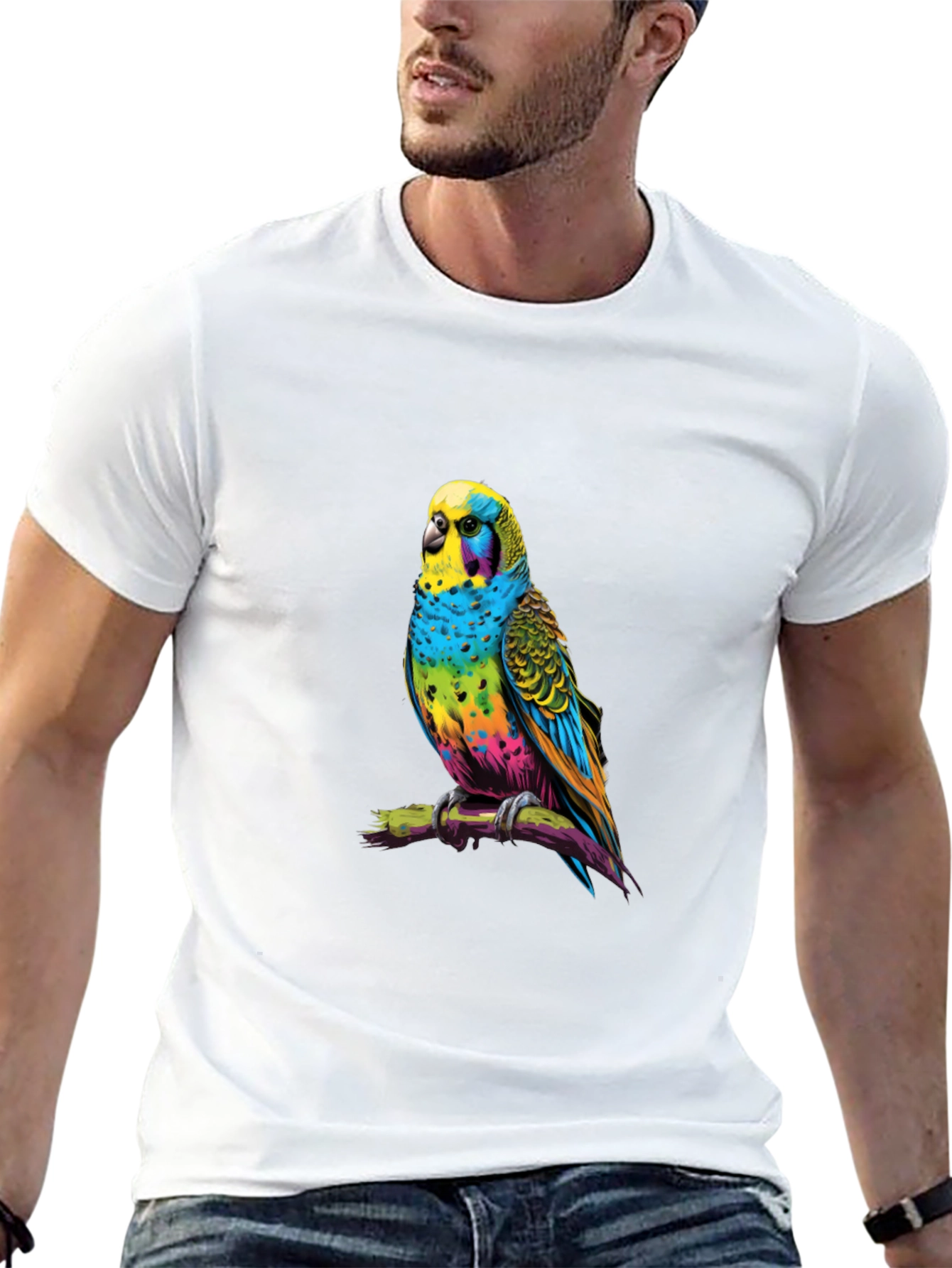 Rainbow Budgie T-Shirt - Vivid Bird Graphic Tee