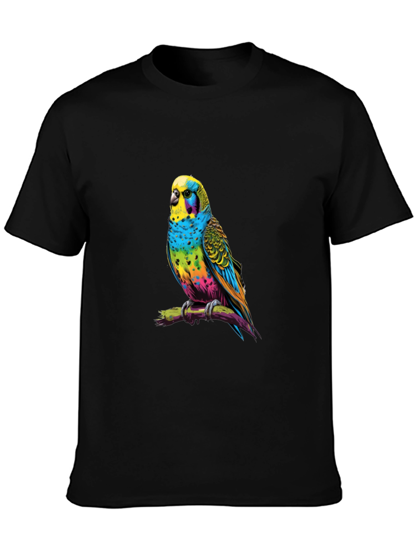 Rainbow Budgie T-Shirt - Vivid Bird Graphic Tee