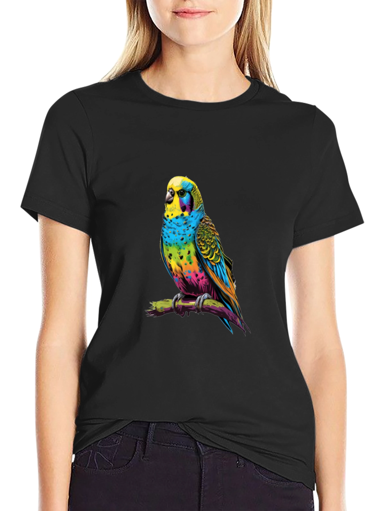 Rainbow Budgie T-Shirt - Vivid Bird Graphic Tee