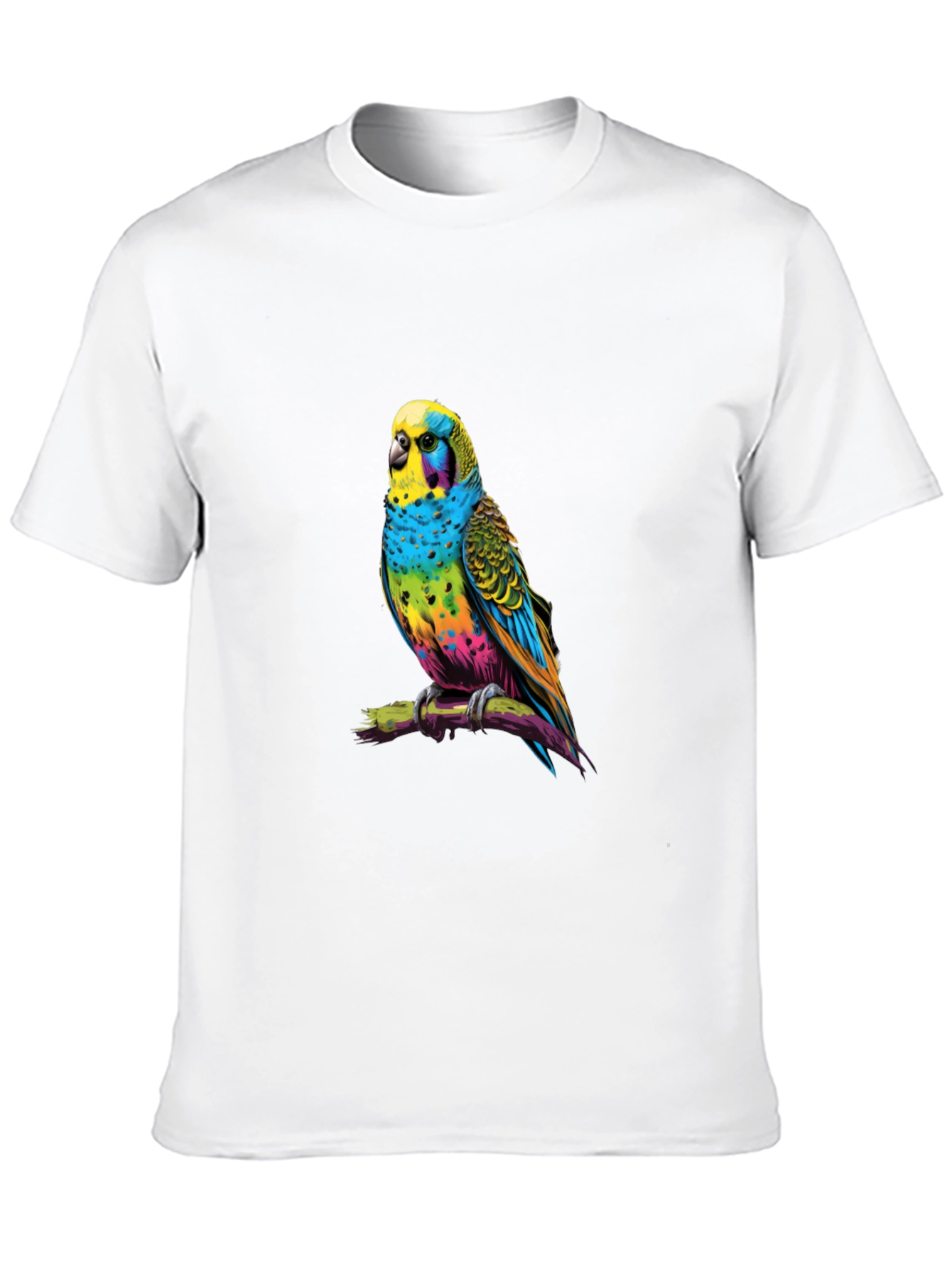Rainbow Budgie T-Shirt - Vivid Bird Graphic Tee