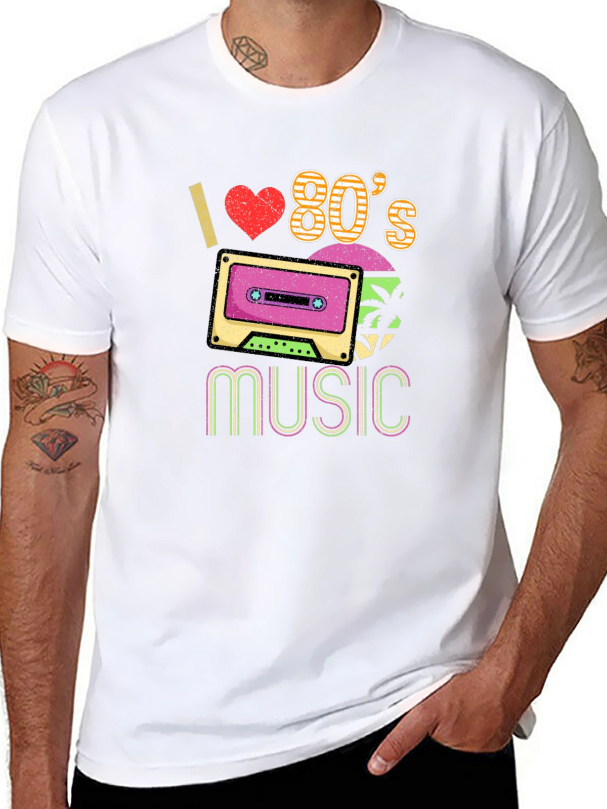 I Love 80s Music Graphic T-Shirt Retro Cassette Tee