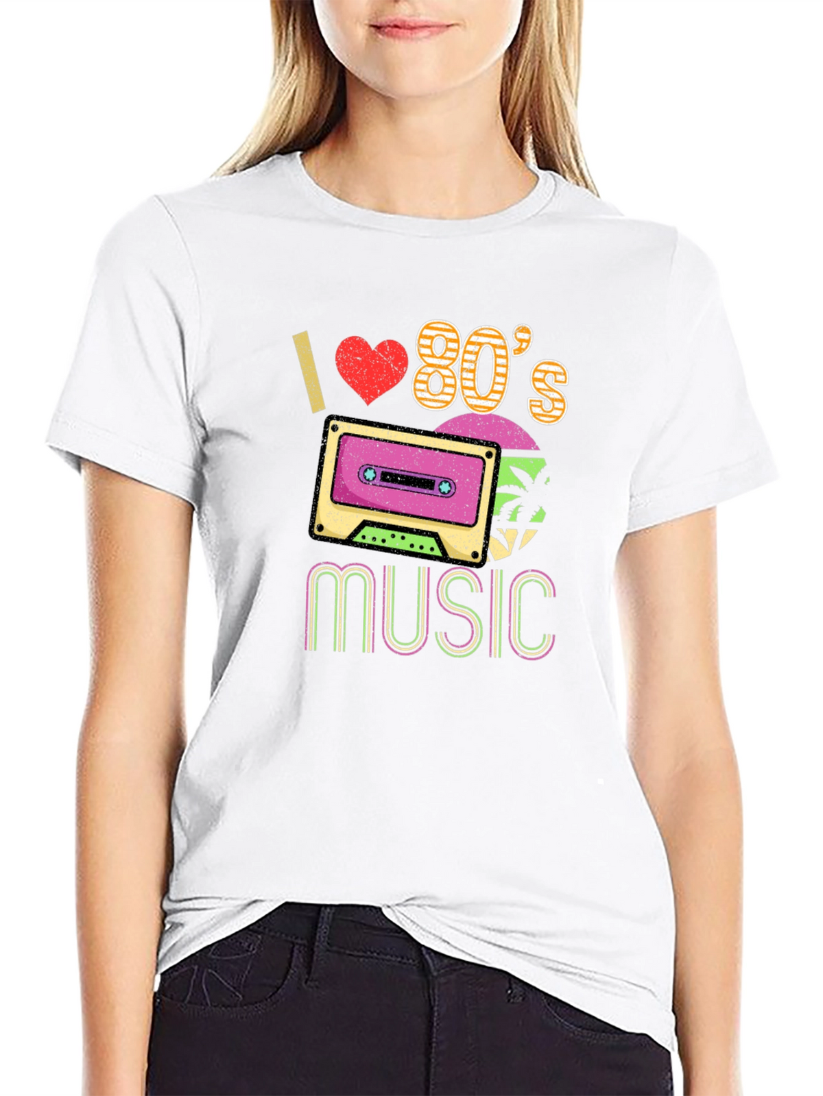 I Love 80s Music Graphic T-Shirt Retro Cassette Tee