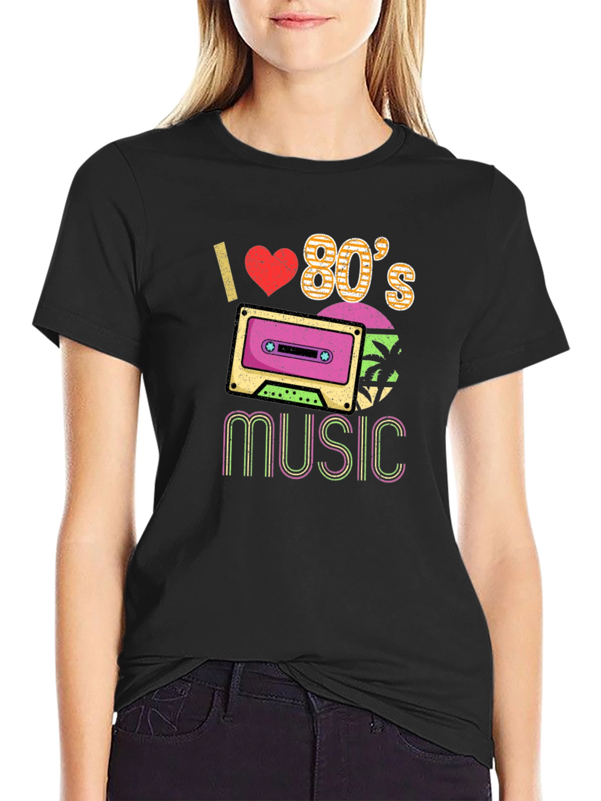I Love 80s Music Graphic T-Shirt Retro Cassette Tee