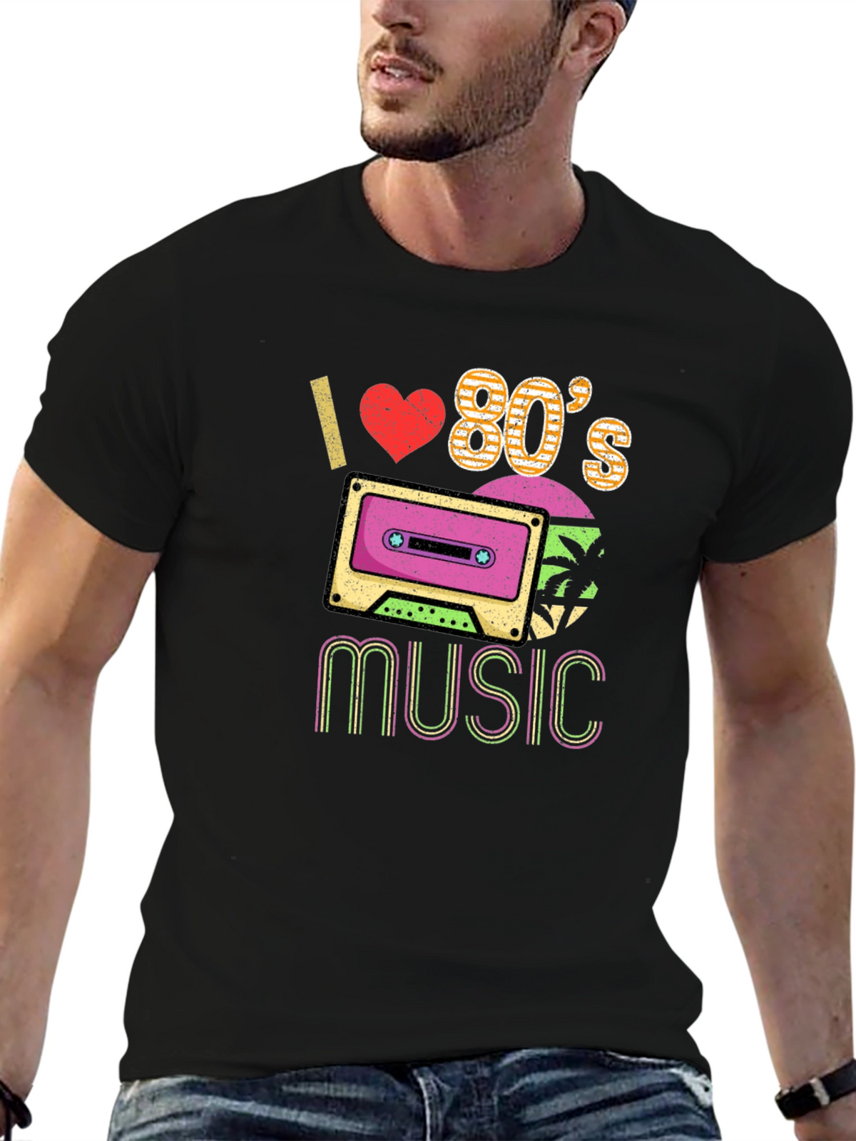I Love 80s Music Graphic T-Shirt Retro Cassette Tee