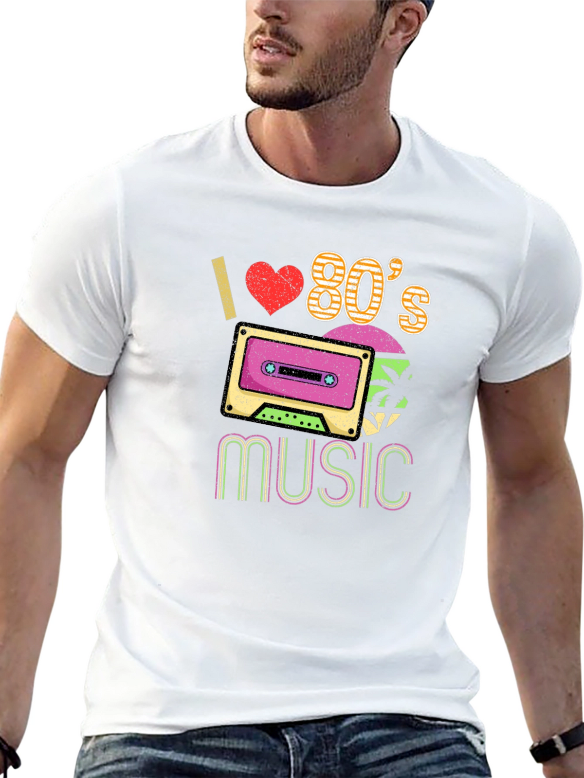 I Love 80s Music Graphic T-Shirt Retro Cassette Tee