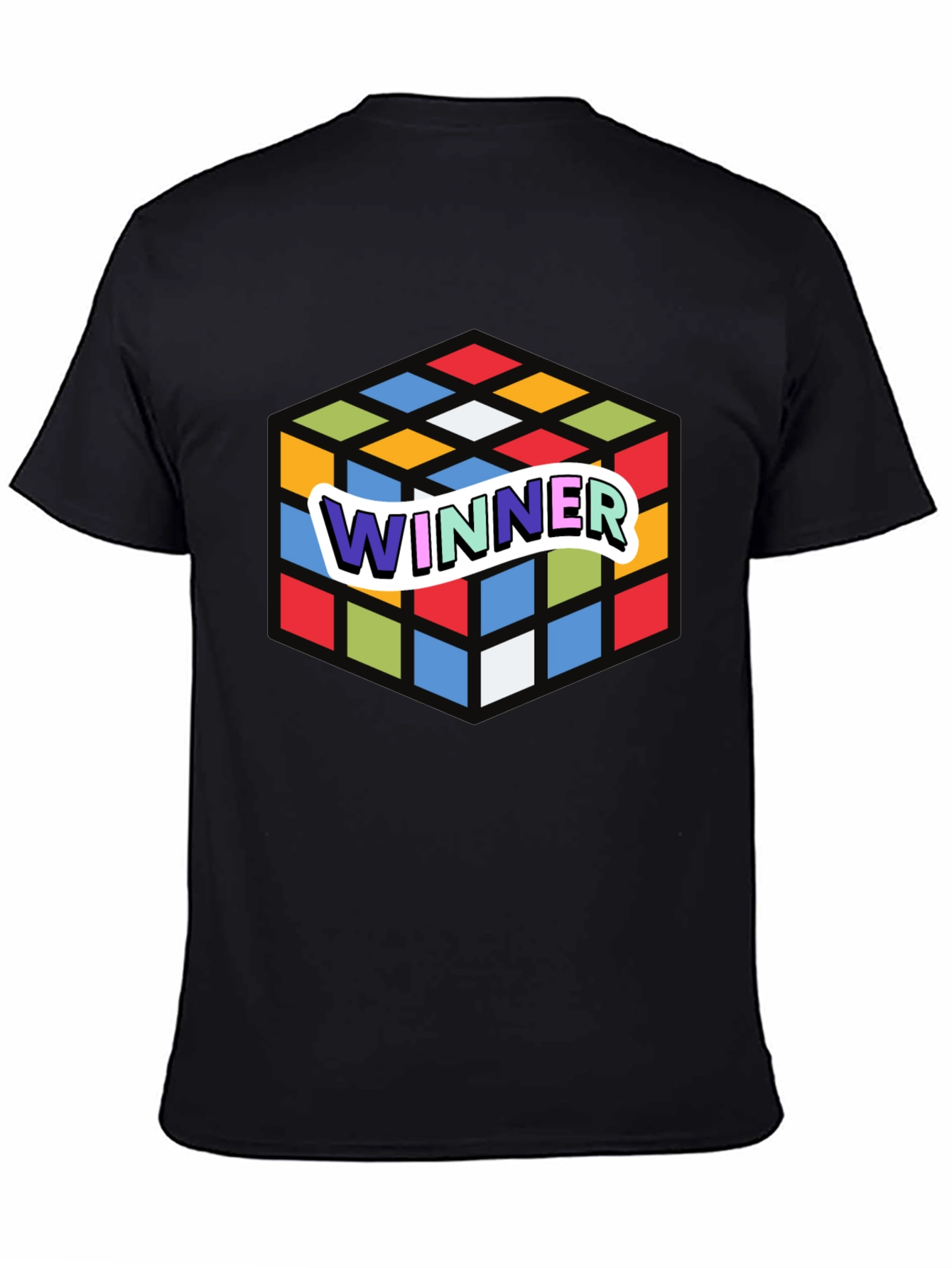 Winner Rubiks Cube Graphic Black T-Shirt
