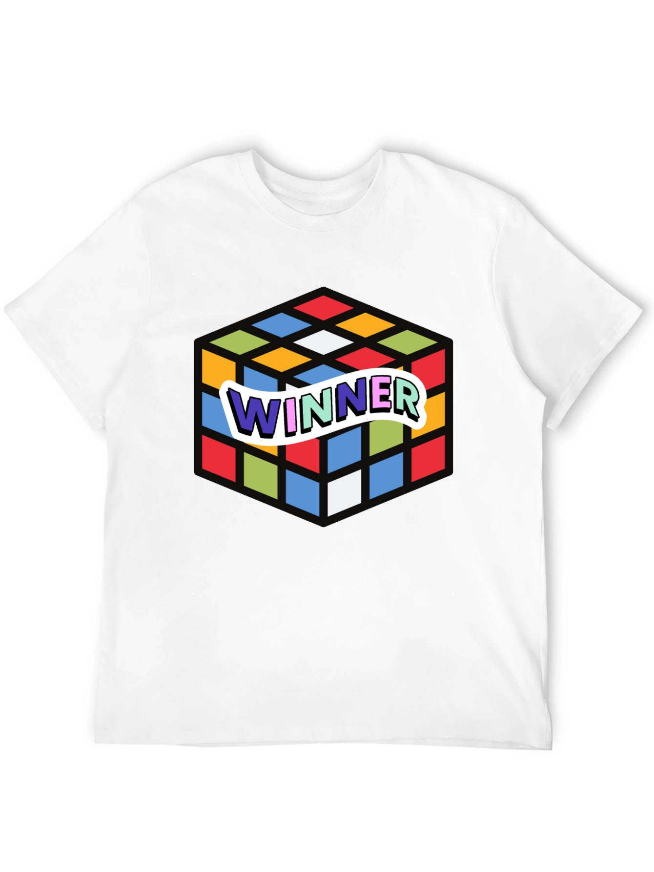 Winner Rubiks Cube Graphic Black T-Shirt