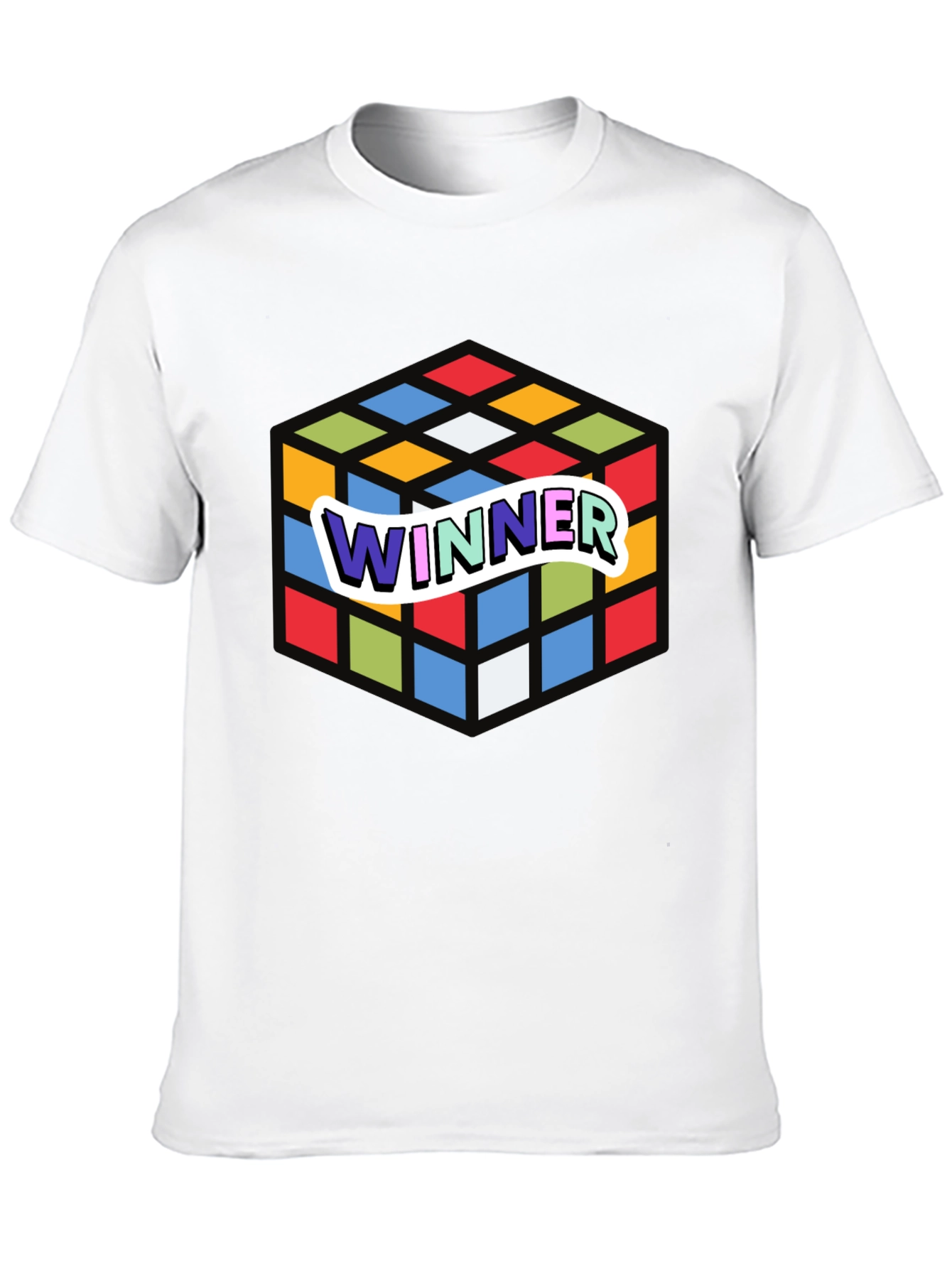 Winner Rubiks Cube Graphic Black T-Shirt