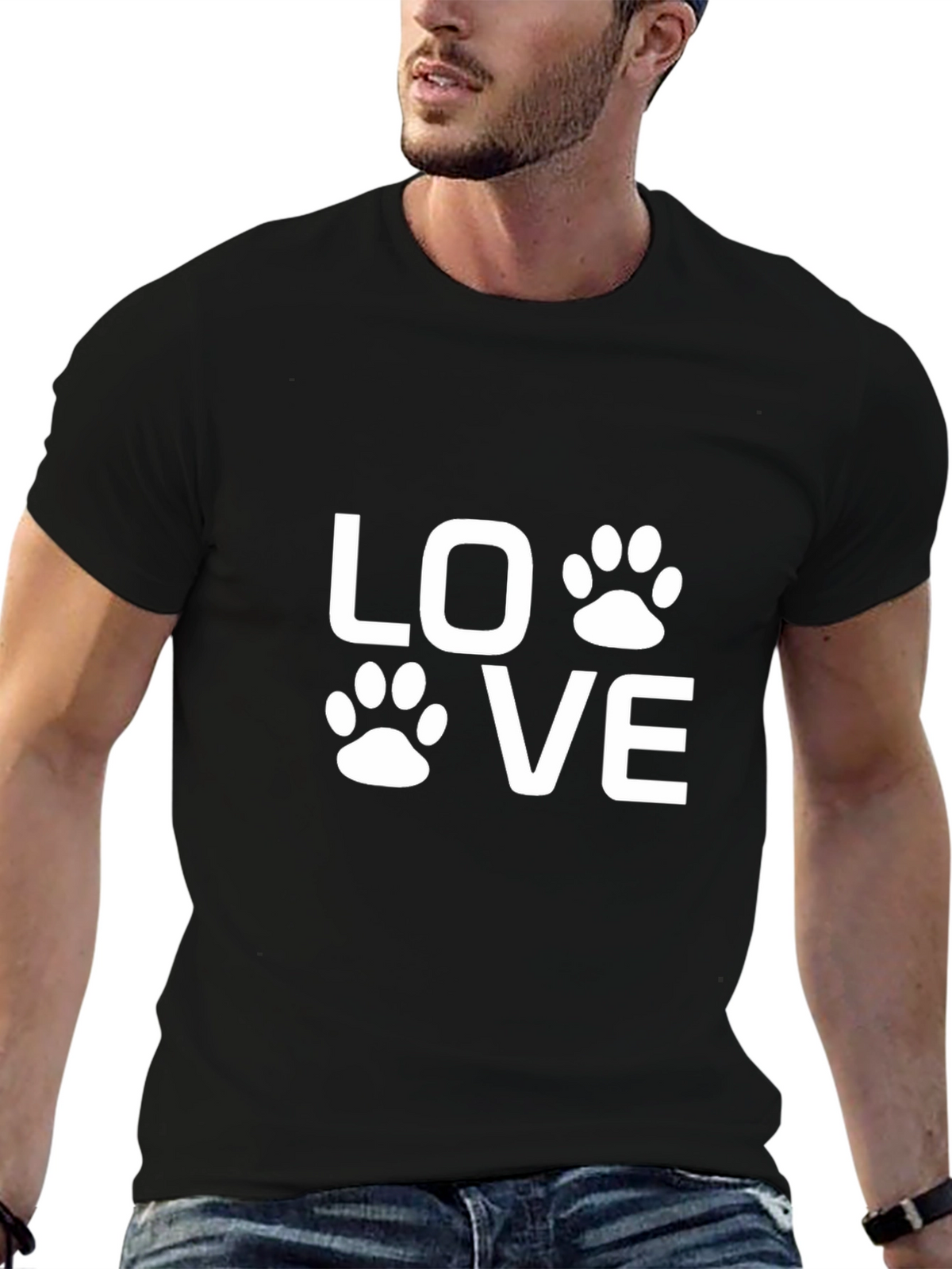 Love Paw Print Graphic Tee - Black Unisex T-Shirt