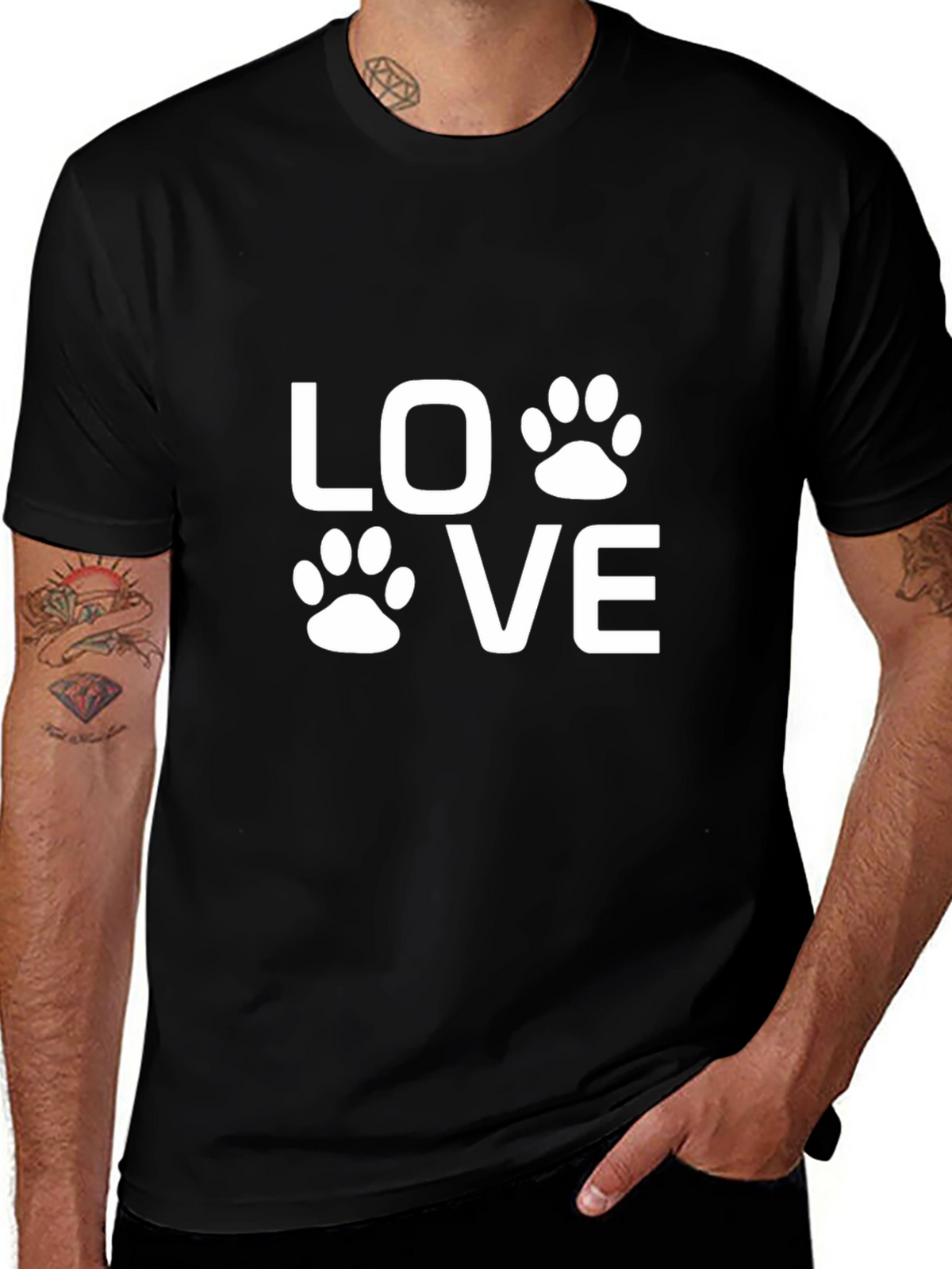 Love Paw Print Graphic Tee - Black Unisex T-Shirt