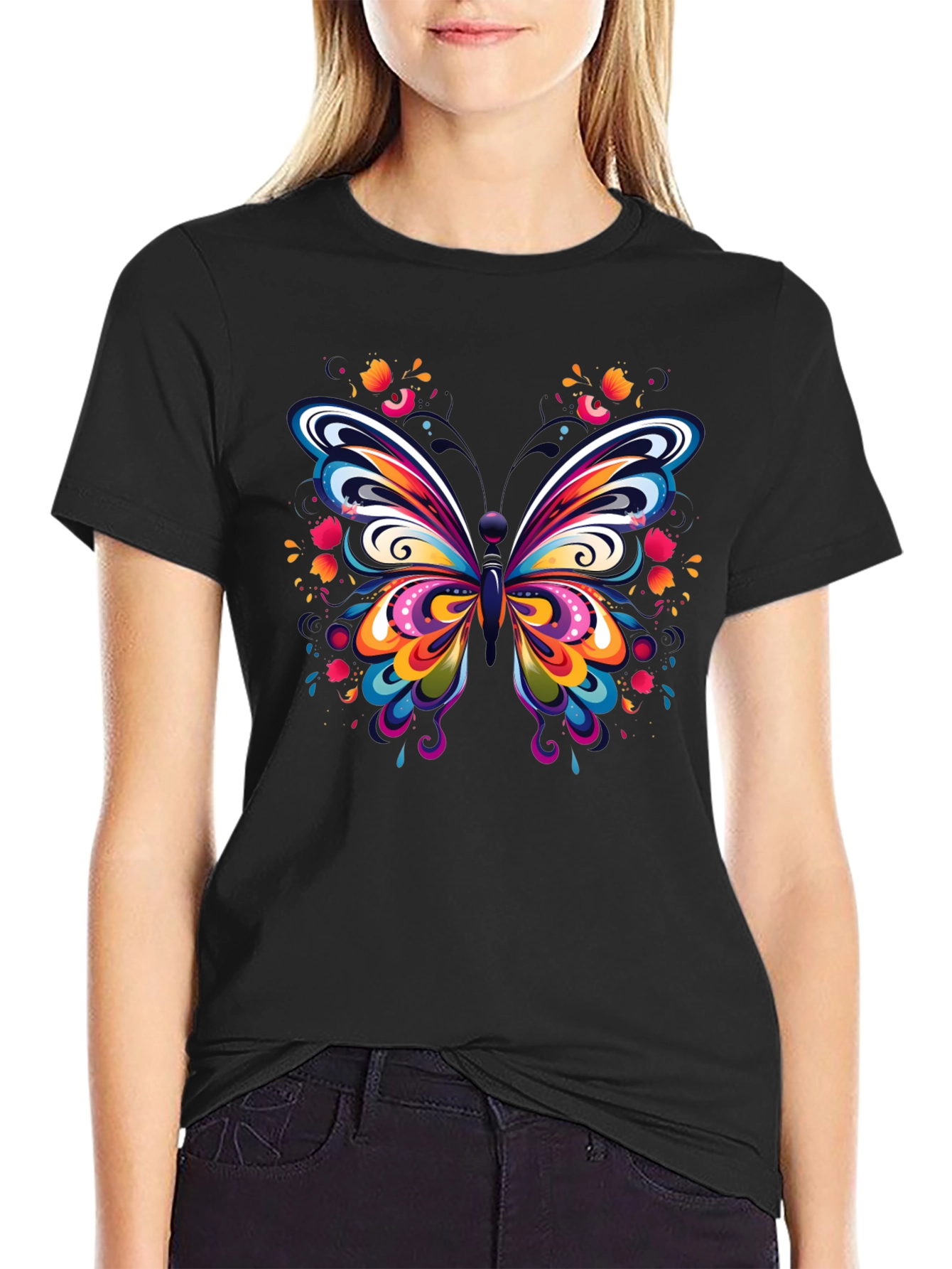 Vibrant Butterfly Graphic Tee - Soft Cotton Comfort