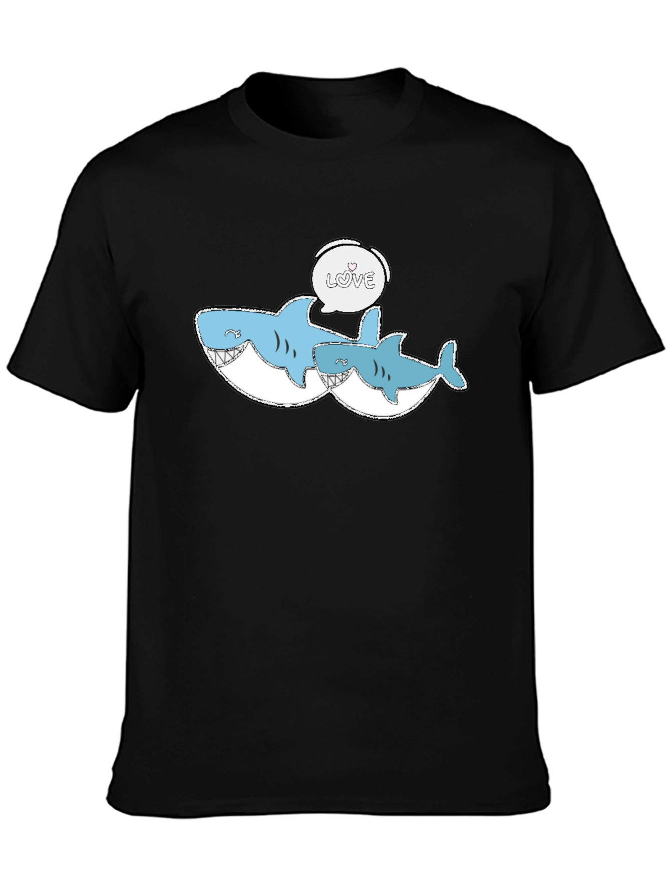 Shark Love Graphic Tee - Black