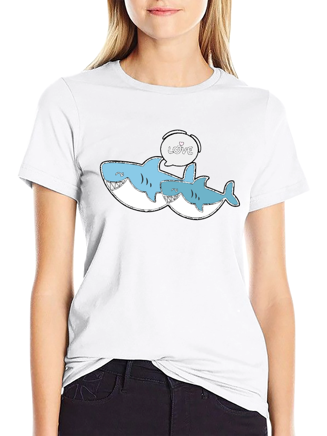 Shark Love Graphic Tee - Black