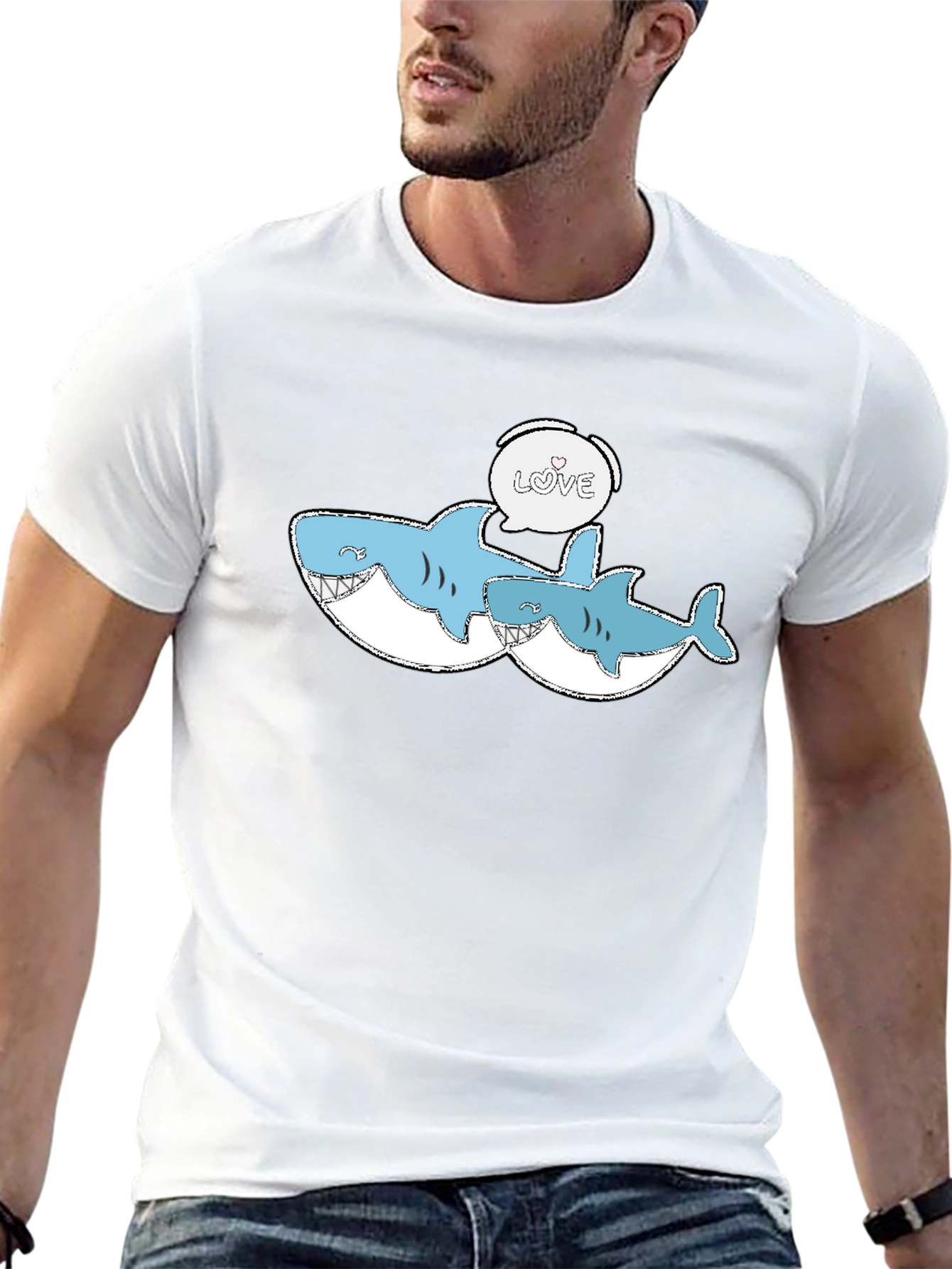 Shark Love Graphic Tee - Black