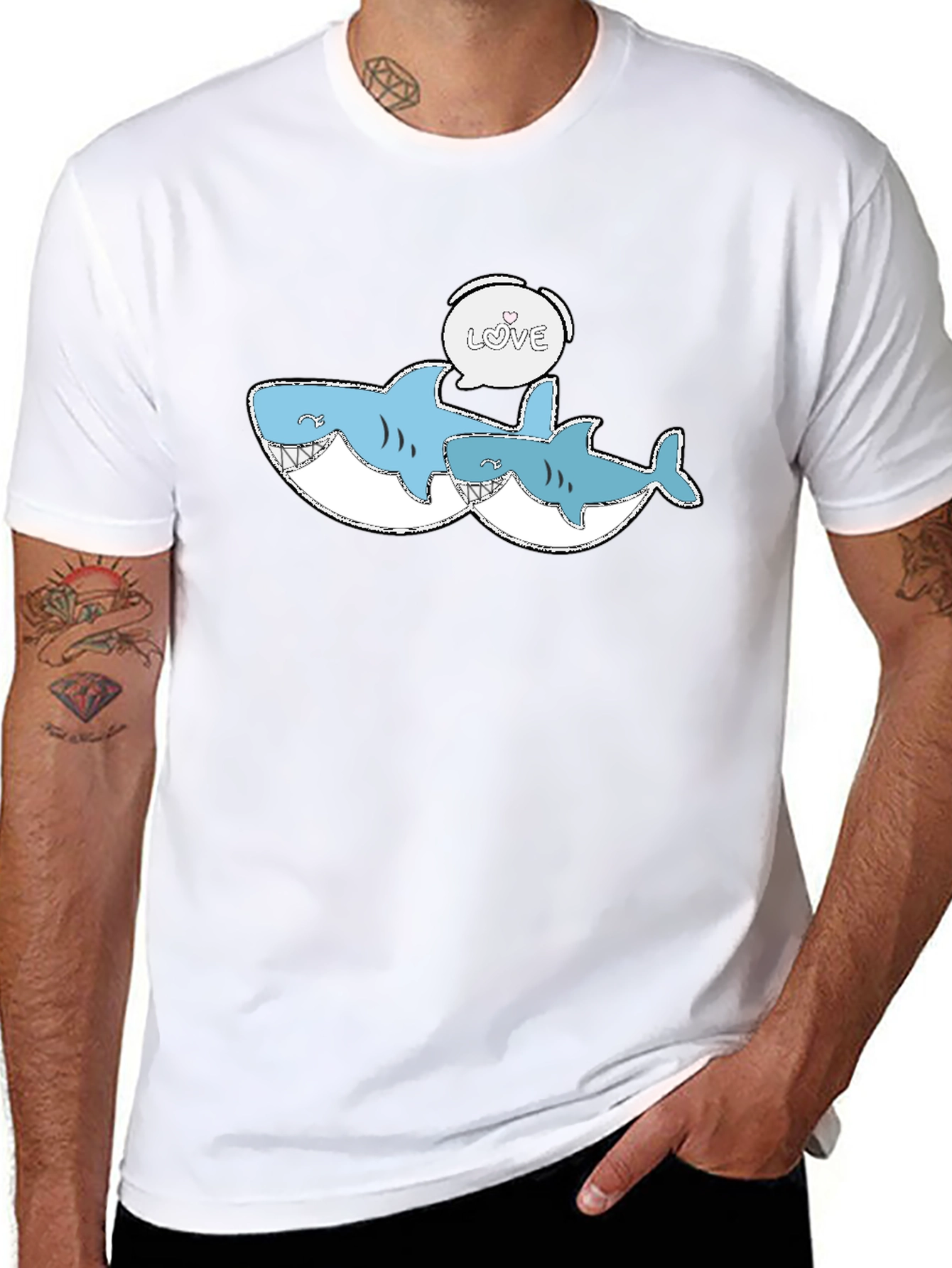 Shark Love Graphic Tee - Black