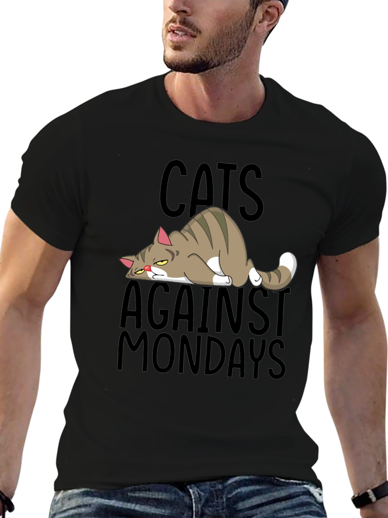 Cats Against Mondays Funny Graphic T-Shirt