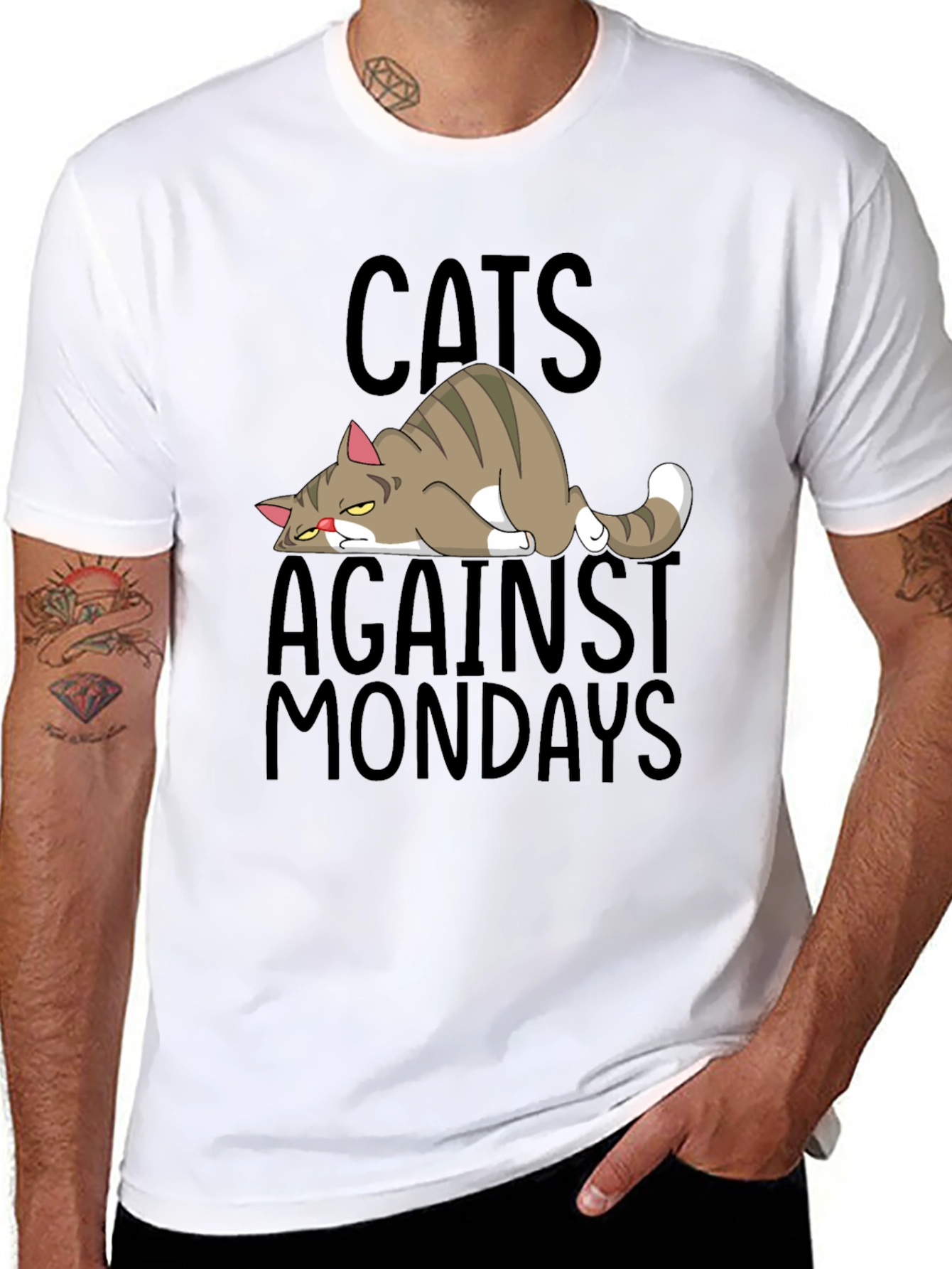 Cats Against Mondays Funny Graphic T-Shirt