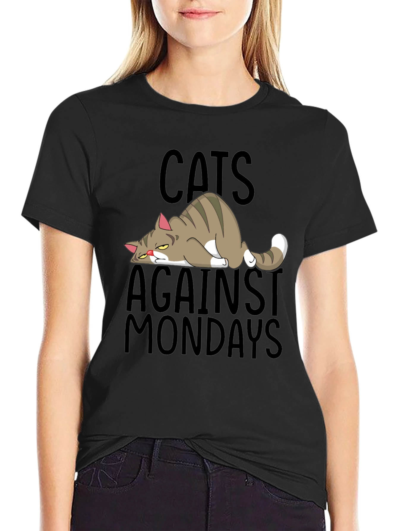 Cats Against Mondays Funny Graphic T-Shirt