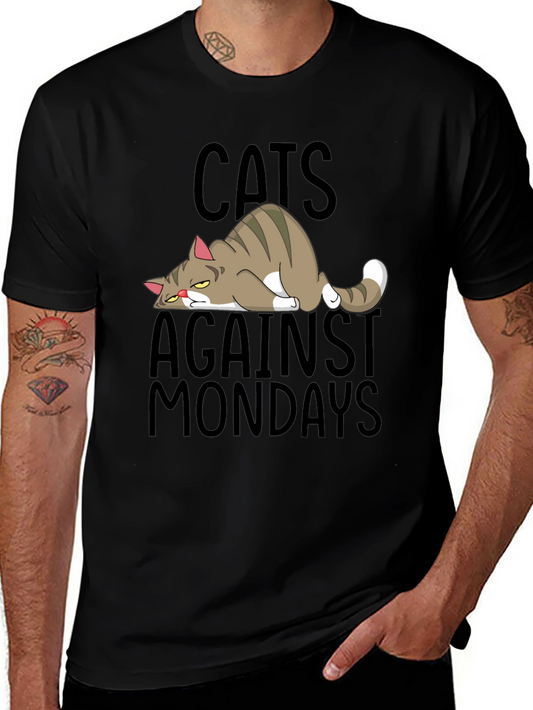Cats Against Mondays Funny Graphic T-Shirt