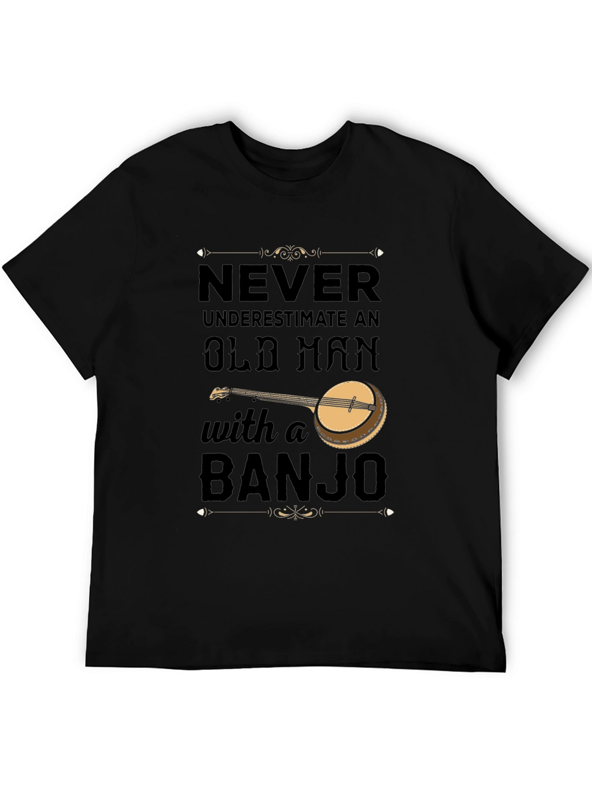 Never Underestimate Old Man with Banjo T-Shirt