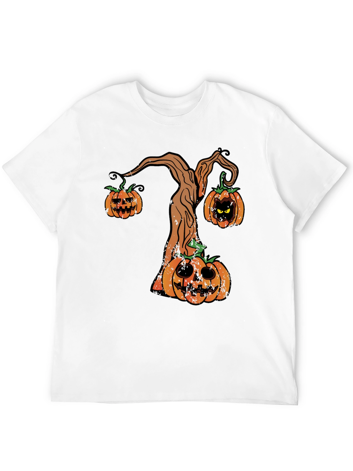 Halloween Pumpkin Tree Mens Black T-Shirt