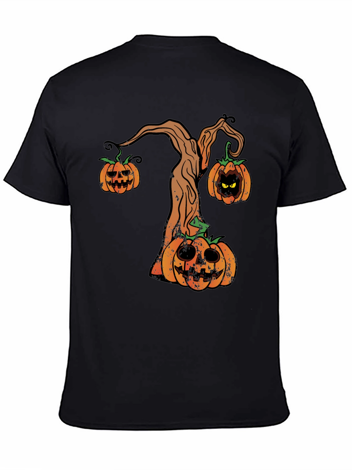 Halloween Pumpkin Tree Mens Black T-Shirt