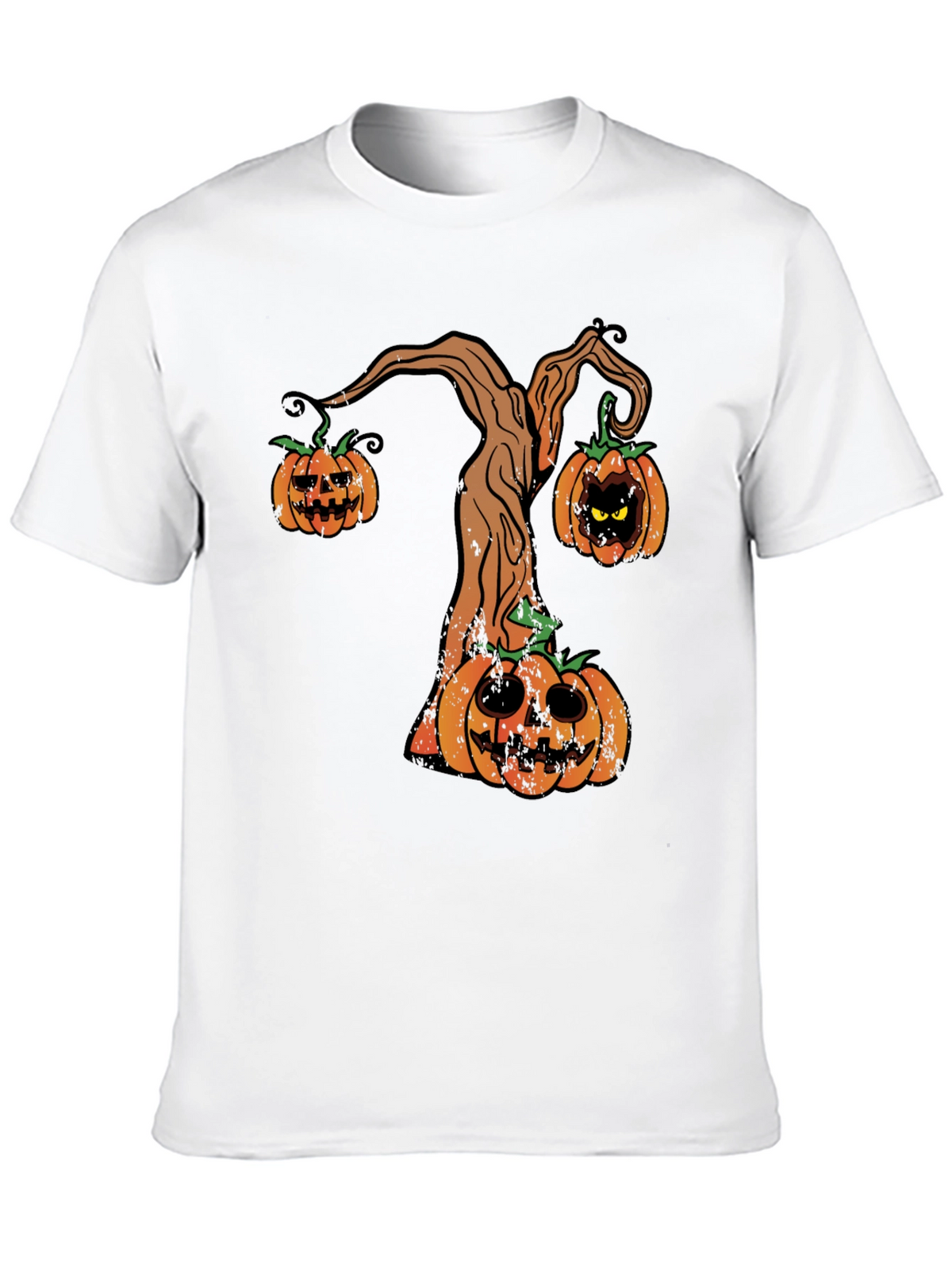 Halloween Pumpkin Tree Mens Black T-Shirt