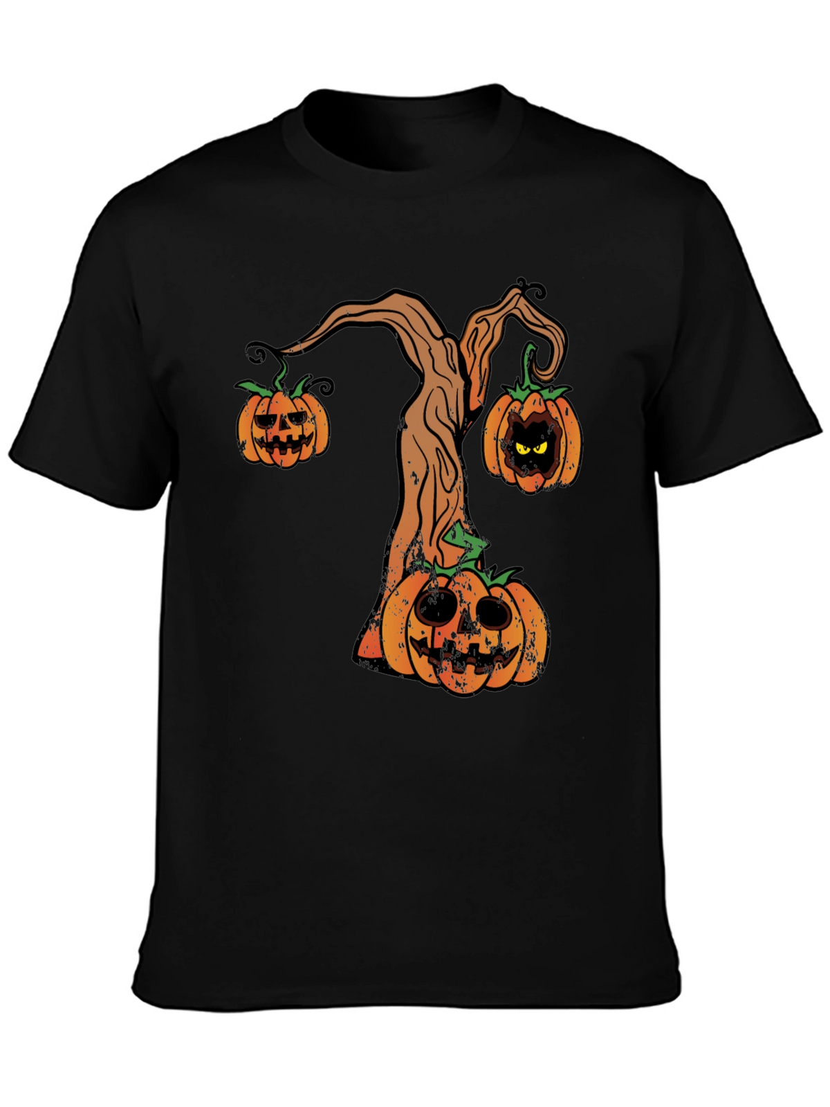Halloween Pumpkin Tree Mens Black T-Shirt