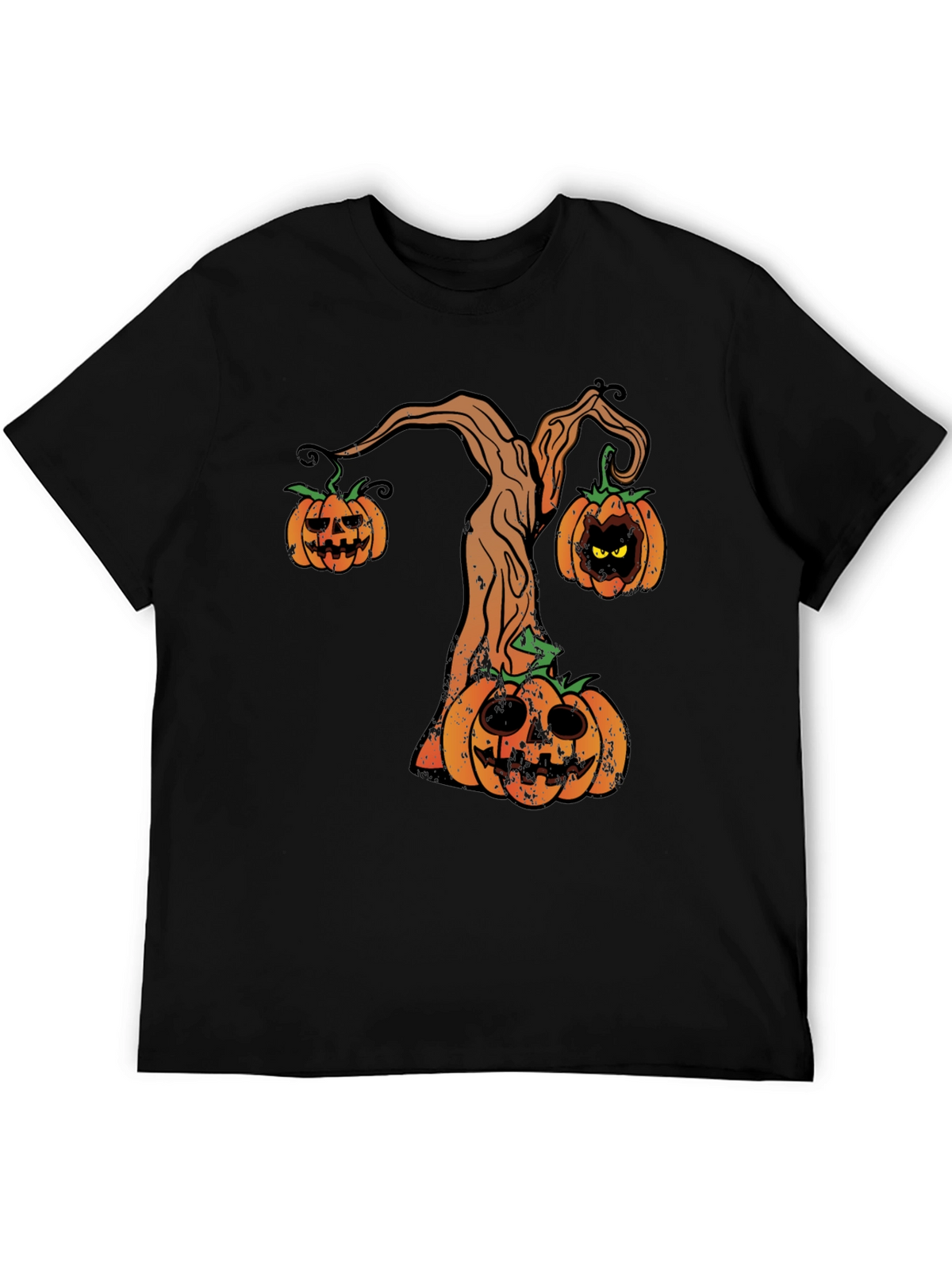 Halloween Pumpkin Tree Mens Black T-Shirt