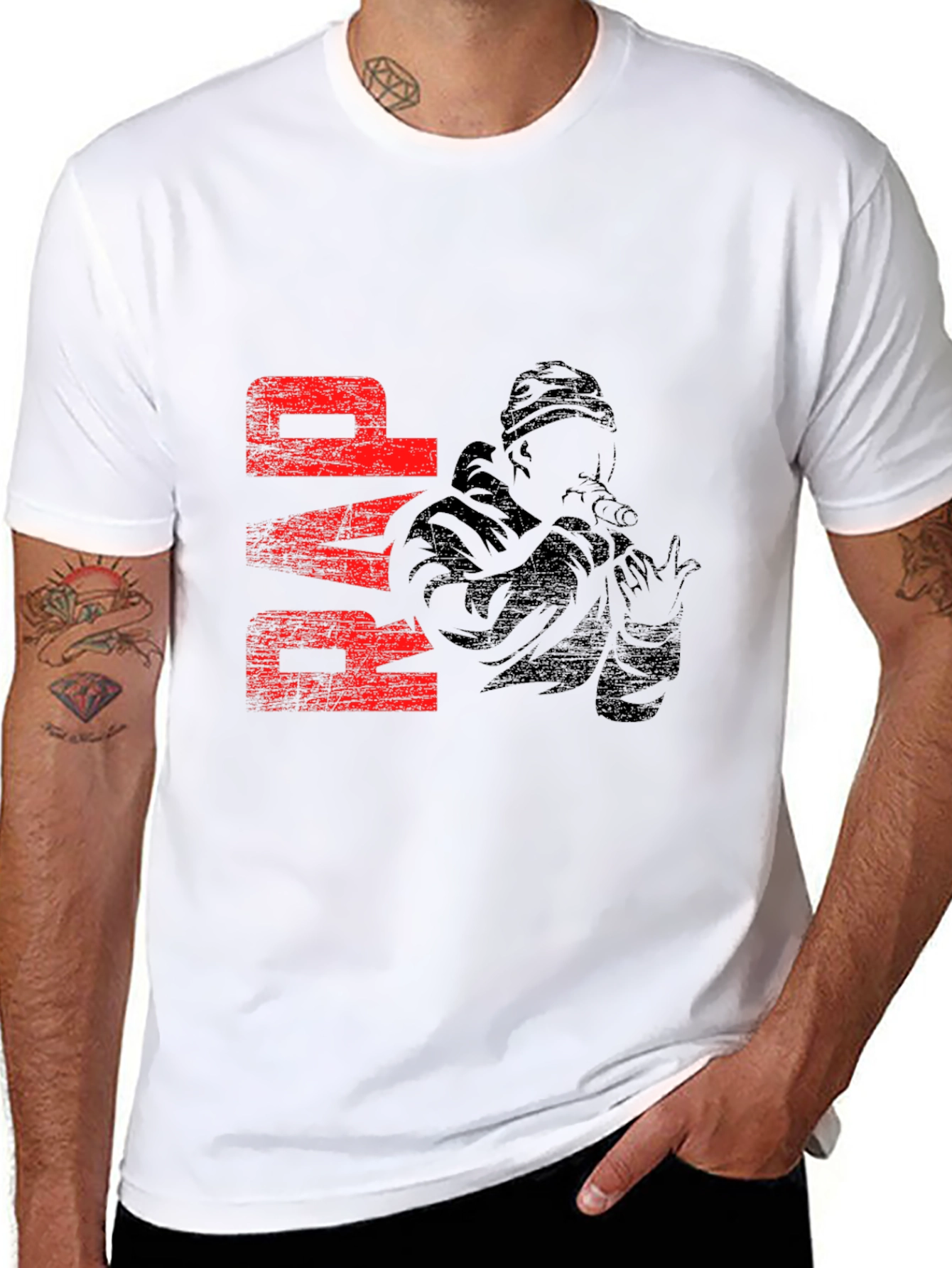Black RAP T-Shirt with Graphic Print