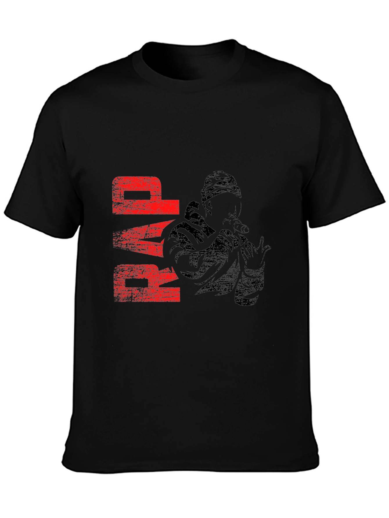 Black RAP T-Shirt with Graphic Print