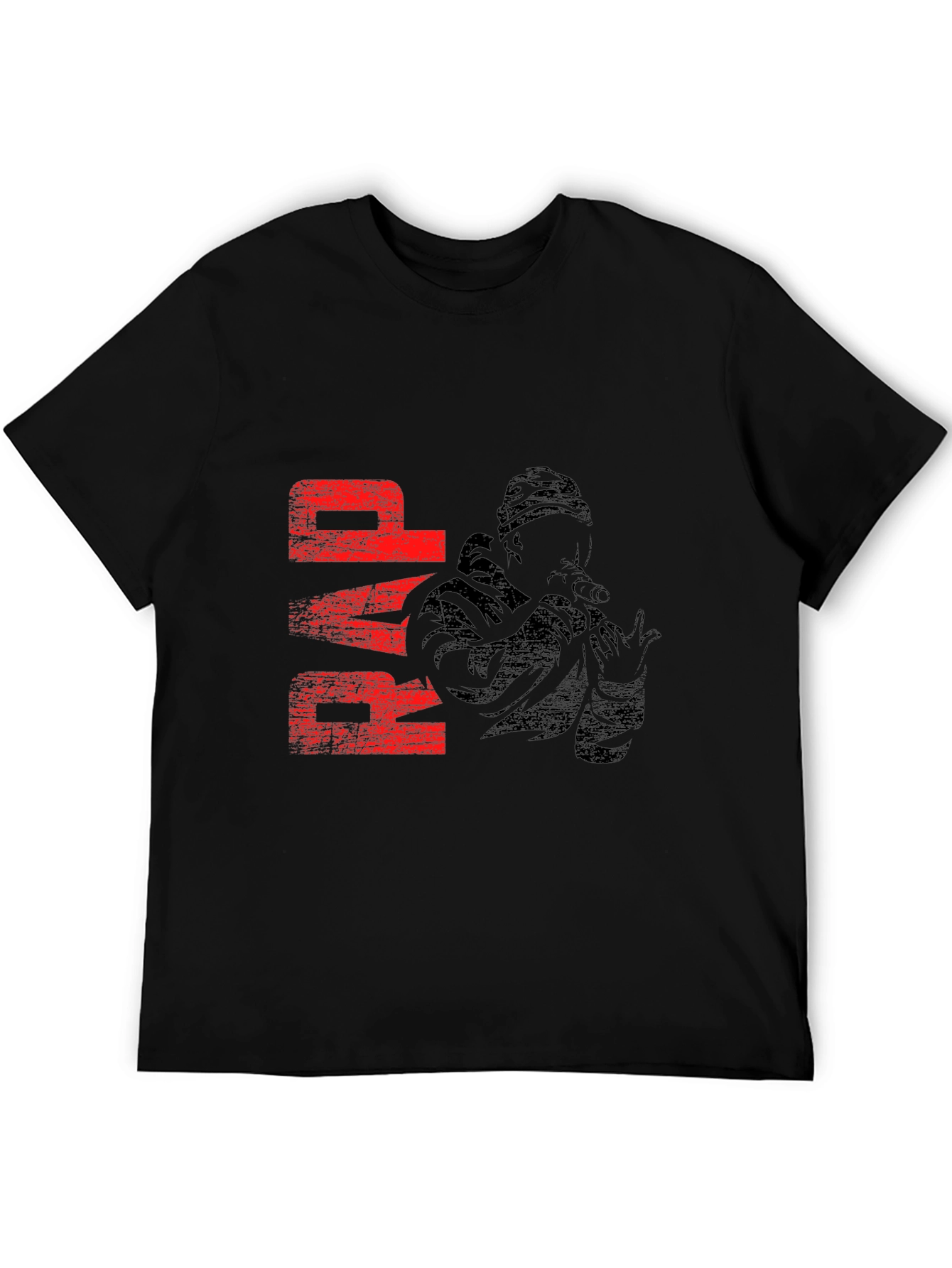 Black RAP T-Shirt with Graphic Print