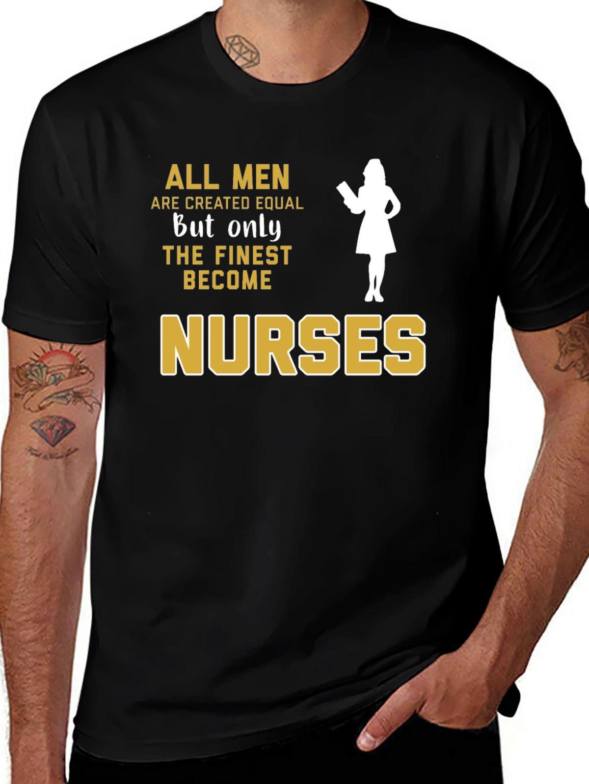Finest Nurses Graphic T-Shirt - Black Cotton Tee