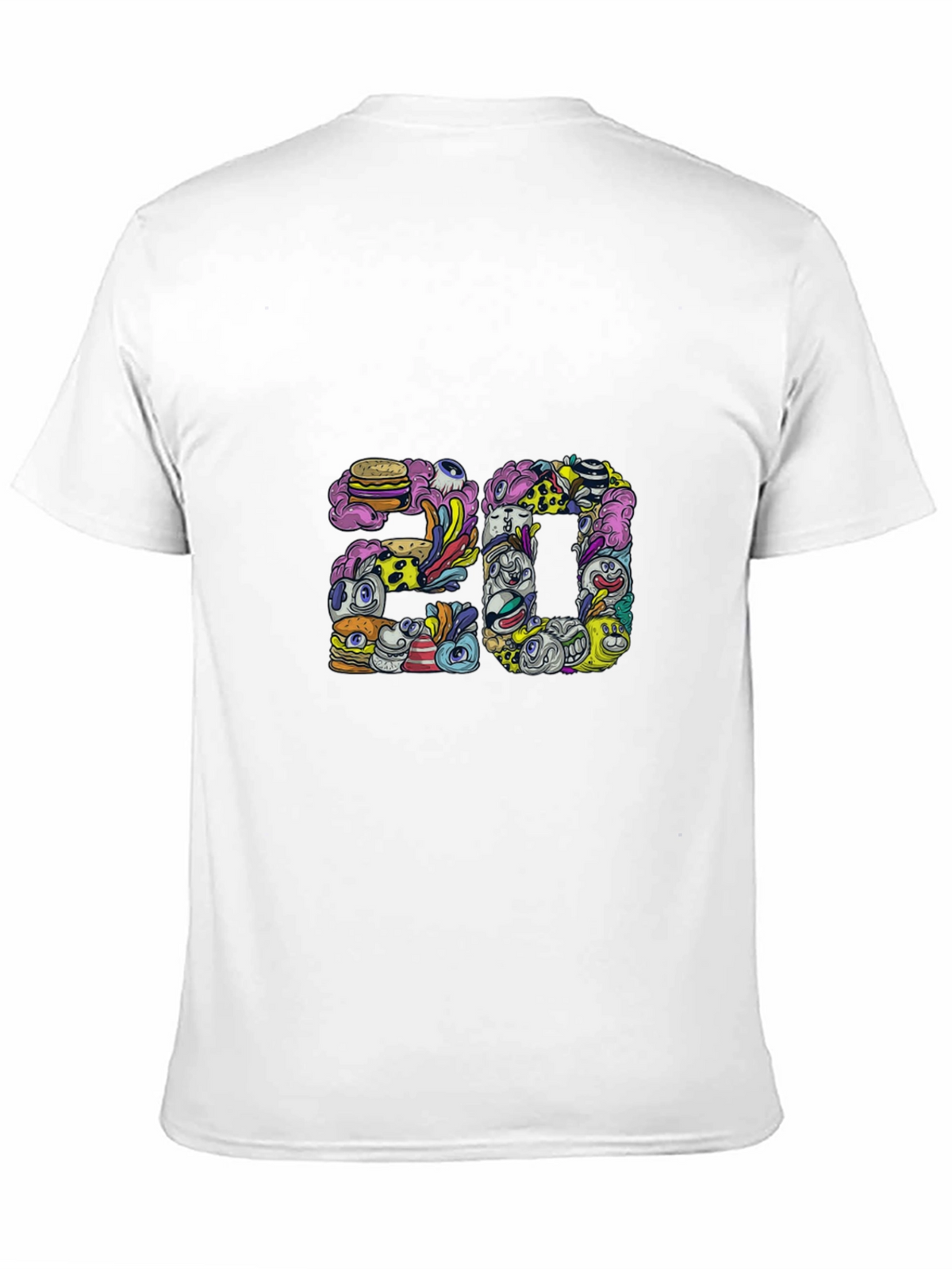 Mens Black Graphic Tee - 20 Doodle Art